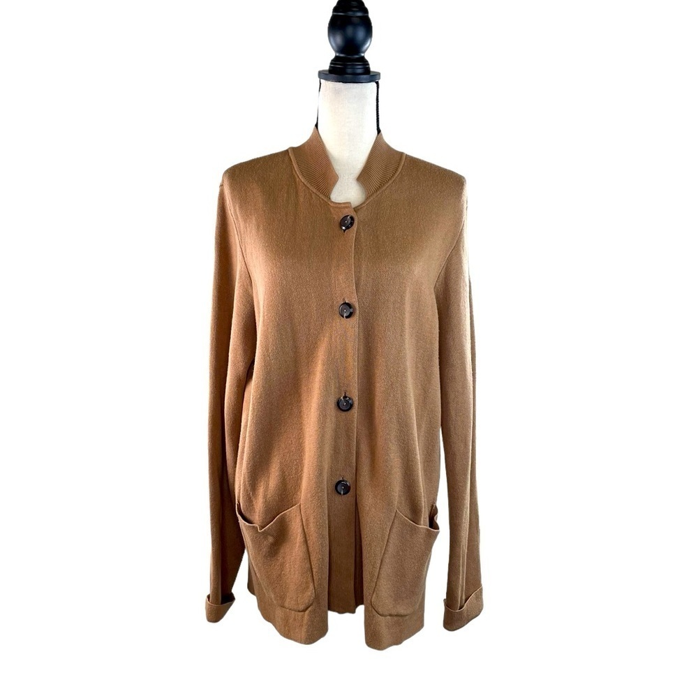 J. Jill Button Front Preppy Academia Neutral Cardigan Collared LT